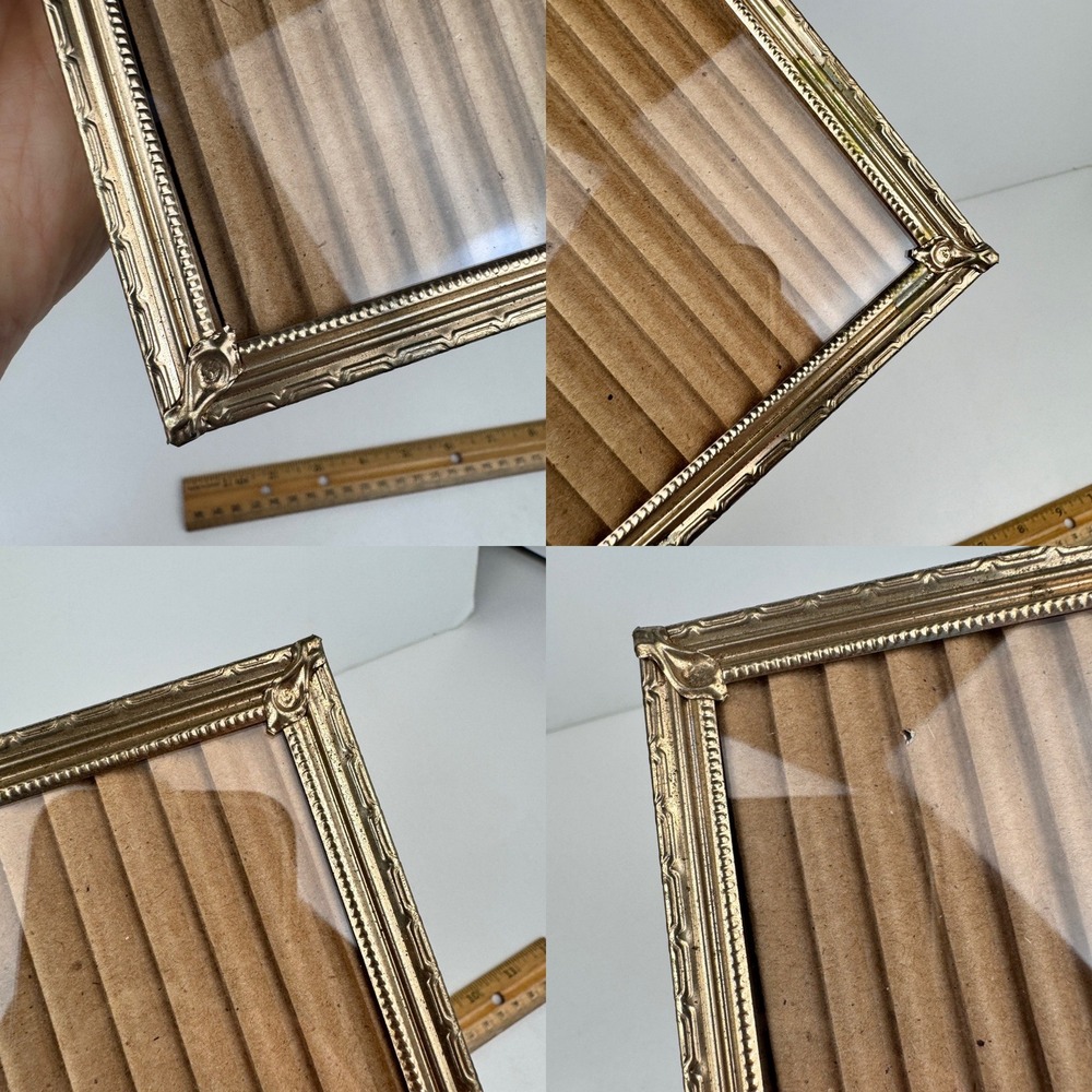 Vintage 8x10inch Gold Metal Tabletop Wall Frame Easel back Textured Accents‎ - Picture 7 of 11